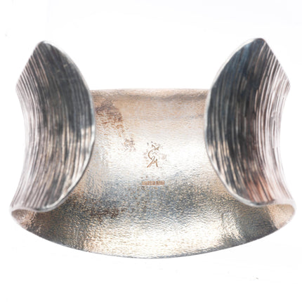 6.25" Duane Maktima Hopi modernist sterling silver textured cuff bracelet