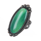 sz5.25 1940's Navajo/Fred Harvey sterling silver green turquoise long ring