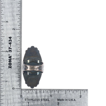 sz5.25 1940's Navajo/Fred Harvey sterling silver green turquoise long ring