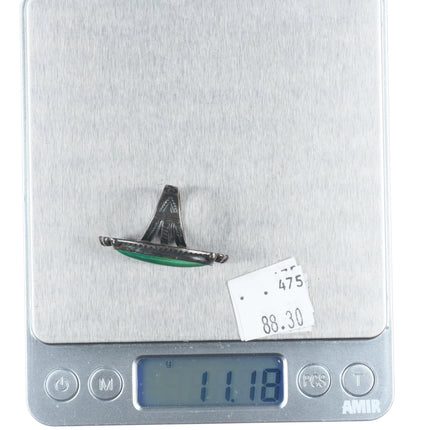 sz5.25 1940's Navajo/Fred Harvey sterling silver green turquoise long ring