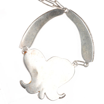 40's-50's vintage Zuni turquoise inlay Butterfly form necklace sterling silver