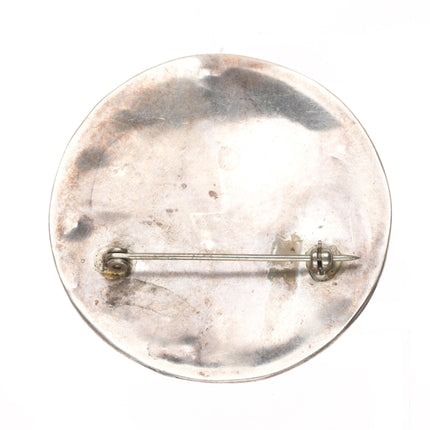 c1950's Vintage Zuni sterling silver turquoise/mother of pearl inlay pin/brooch