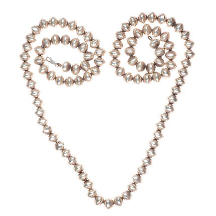 39" Vintage Navajo pearls sterling silver beaded necklace