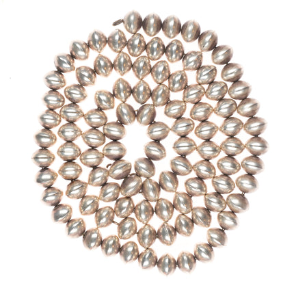 39" Vintage Navajo pearls sterling silver beaded necklace