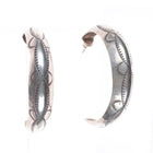 Vintage Navajo hand stamped sterling silver large hoop earrings