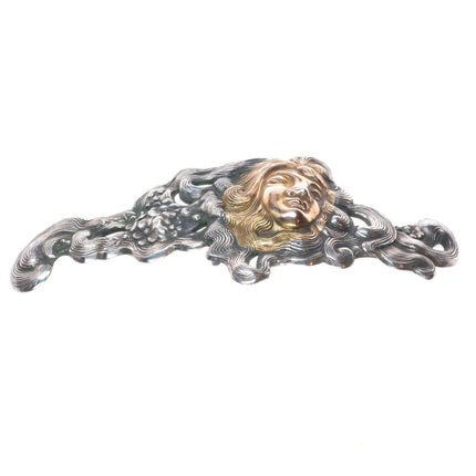 Shiebler 14k gold/Sterling silver Art Nouveau woman 2pc belt buckle set