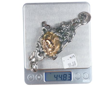 Shiebler 14k gold/Sterling silver Art Nouveau woman 2pc belt buckle set