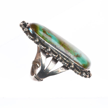 sz10 Vintage Navajo Royston turquoise sterling silver long ring size 10