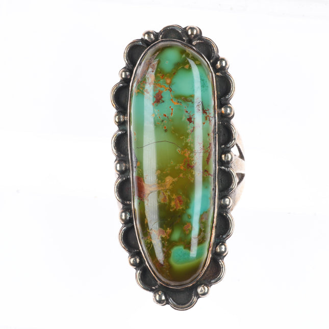 sz10 Vintage Navajo Royston turquoise sterling silver long ring size 10
