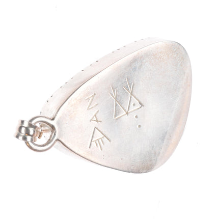 Daniel Benally Navajo sterling silver spiderweb turquoise necklace pendant