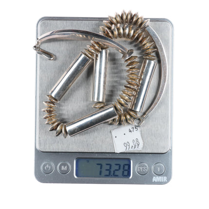 23" Vintage Navajo pearls sterling silver beaded tube necklace