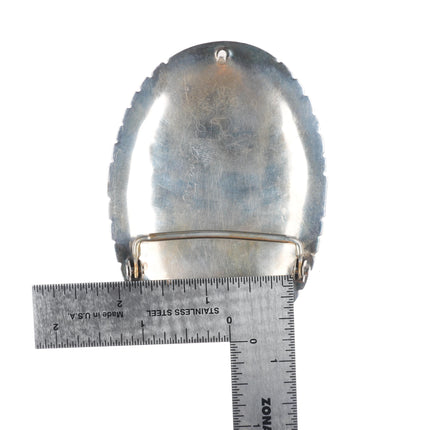 W Martin vintage Navajo sterling silver belt buckle with nice turquoise