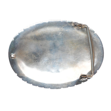 W Martin vintage Navajo sterling silver belt buckle with nice turquoise