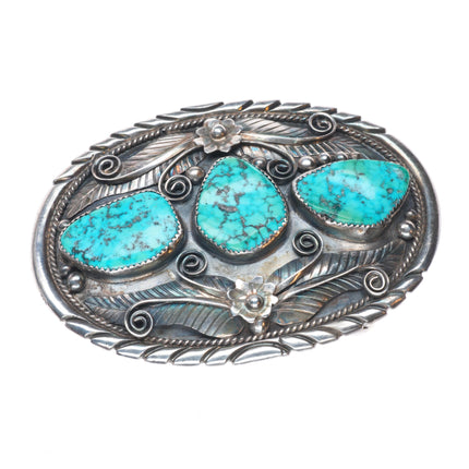 W Martin vintage Navajo sterling silver belt buckle with nice turquoise