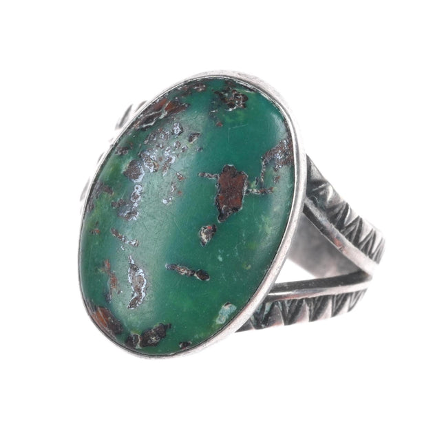 sz4 30's-40's vintage Navajo sterling silver green turquoise ring