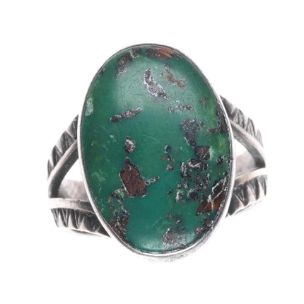 sz4 30's-40's vintage Navajo sterling silver green turquoise ring
