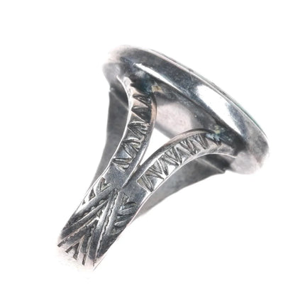 sz4 30's-40's vintage Navajo sterling silver green turquoise ring