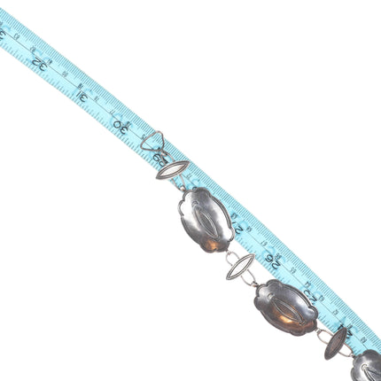 29.5" vintage 1940s Navajo sterling silver stamped link hatband/concho belt