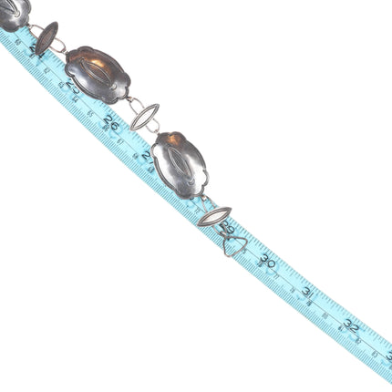 29.5" vintage 1940s Navajo sterling silver stamped link hatband/concho belt