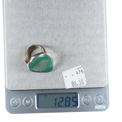 sz10 Adam Fierro Mestizo sterling silver green turquoise ring with wide band