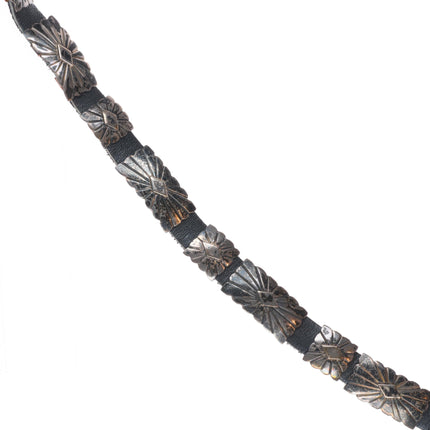 32" Vintage slim Navajo sterling silver hatband/concho belt