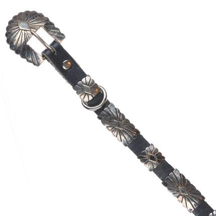 32" Vintage slim Navajo sterling silver hatband/concho belt