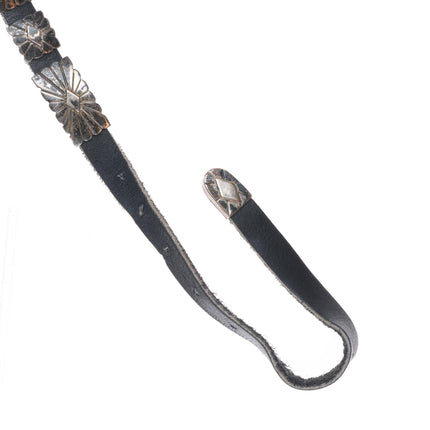 32" Vintage slim Navajo sterling silver hatband/concho belt