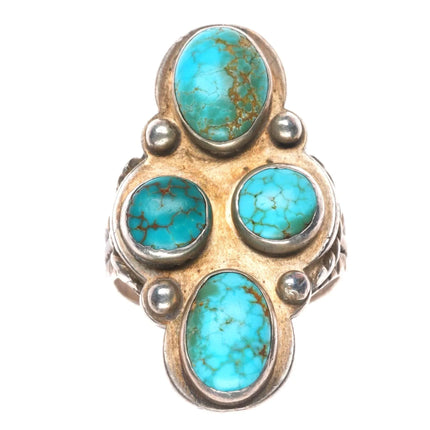 sz7.5 30's-40's Navajo sterling silver high grade spiderweb turquoise ring