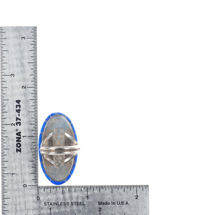 sz6.5 Native American sterling silver lapis ring with side inlay