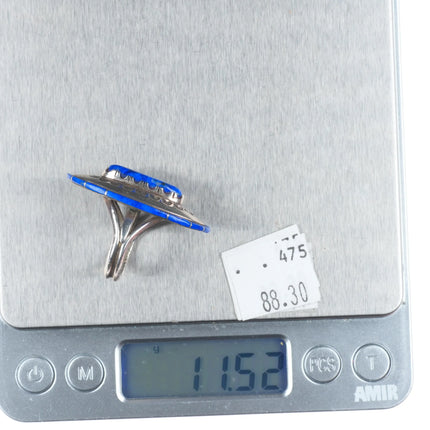 sz6.5 Native American sterling silver lapis ring with side inlay