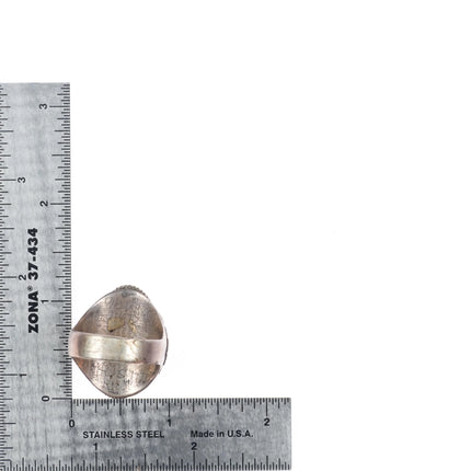 sz13 Hustito Zuni sterling silver MOP sunface inlay turquoise/coral ring