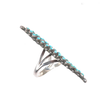 sz6.5 Vintage Zuni sterling silver snake eye/turquoise cluster long ring