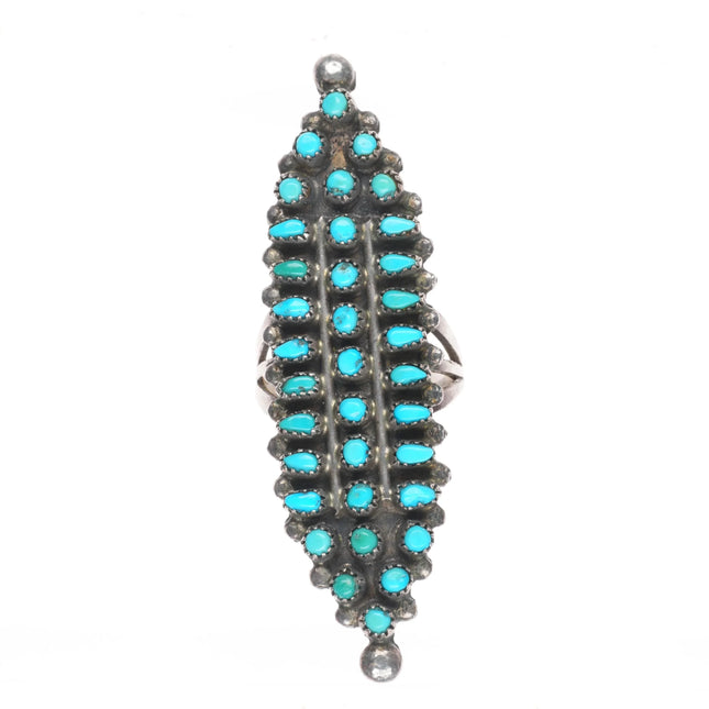 sz6.5 Vintage Zuni sterling silver snake eye/turquoise cluster long ring