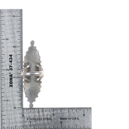 sz6.5 Vintage Zuni sterling silver snake eye/turquoise cluster long ring