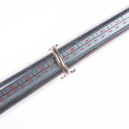 sz11 Vintage Zuni sterling silver carved green turquoise ring