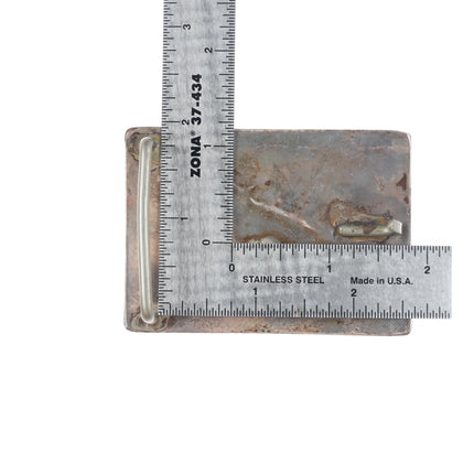 Vintage Zuni sterling silver turquoise cluster feather belt buckle