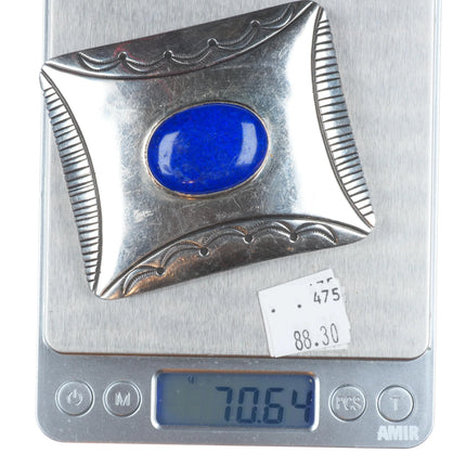 Kee Joe Benally Navajo sterling silver lapis modernist belt buckle vintage