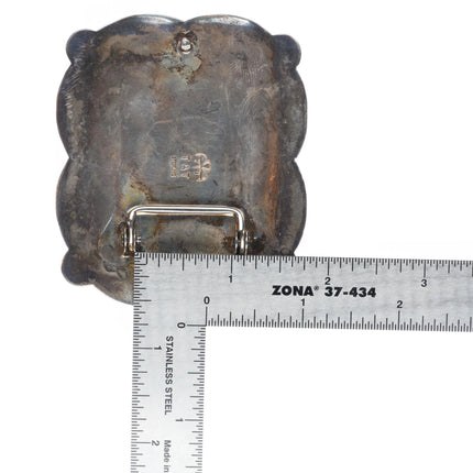 Vintage Navajo sterling silver US American flag beadwork belt buckle