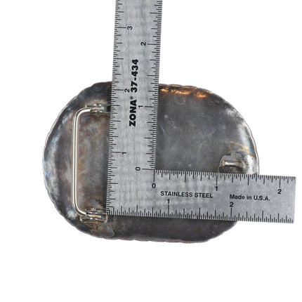 Vintage Navajo sterling silver high grade turquoise belt buckle