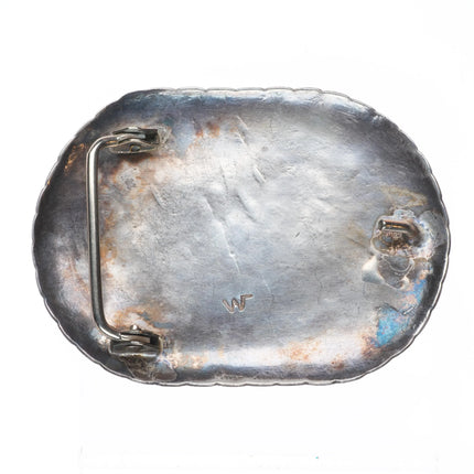 Vintage Navajo sterling silver high grade turquoise belt buckle
