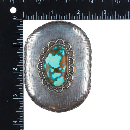Vintage Navajo sterling silver high grade turquoise belt buckle