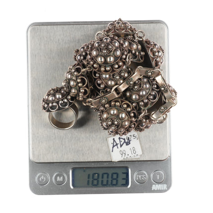 Carmen Beckmann mid century Modernist sterling silver necklace, bracelet, ring