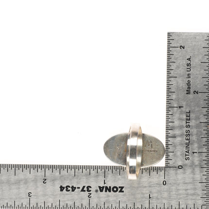 sz11 Supersmiths Navajo tiger's eye, petrified wood, black jade sterling silver ring