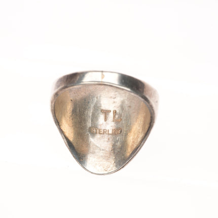 sz12 TL Navajo sterling silver denim lapis, Variscite, turquoise inlay ring