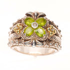 sz8 Barbara Bixby 18k gold/Sterling silver peridot floriform ring size 8