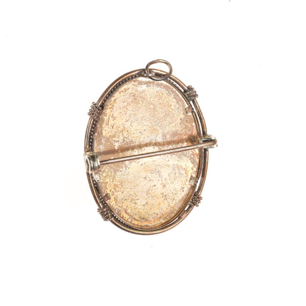 2 Italian 800 silver hand painted Mary/Madonna portrait pendant/pins sterling