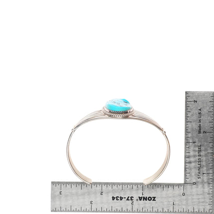 6.5" Vintage Navajo Kingman turquoise sterling silver wire cuff bracelet
