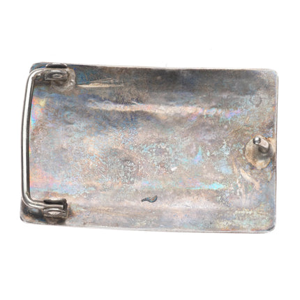 Vintage Willie Yazzie Navajo sterling silver square belt buckle