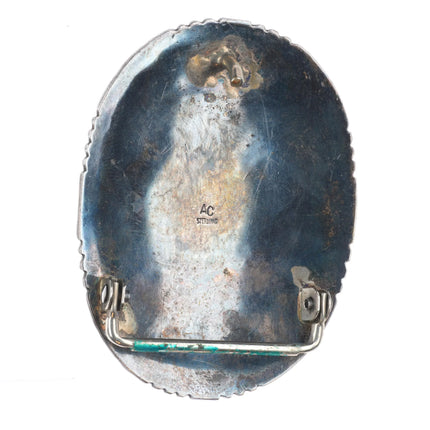 Vintage Albert Cleveland Navajo sterling silver 3 stone turquoise belt buckle