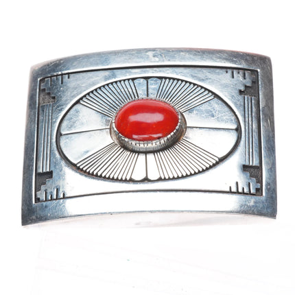 Gibson Nez Apache/Navajo sterling silver Mediterranean coral belt buckle